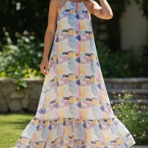 Entro Multicolor Halter Maxi Dress